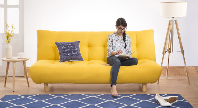 Solonic Fabric Sofa Cum Bed(Yellow)